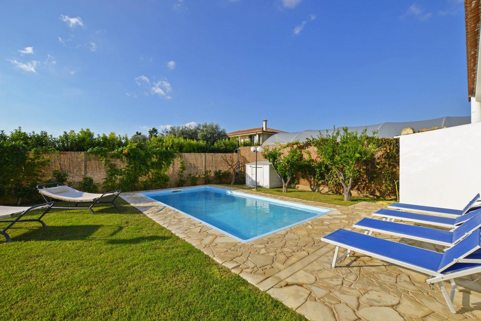 Private pool, terrace, and garden