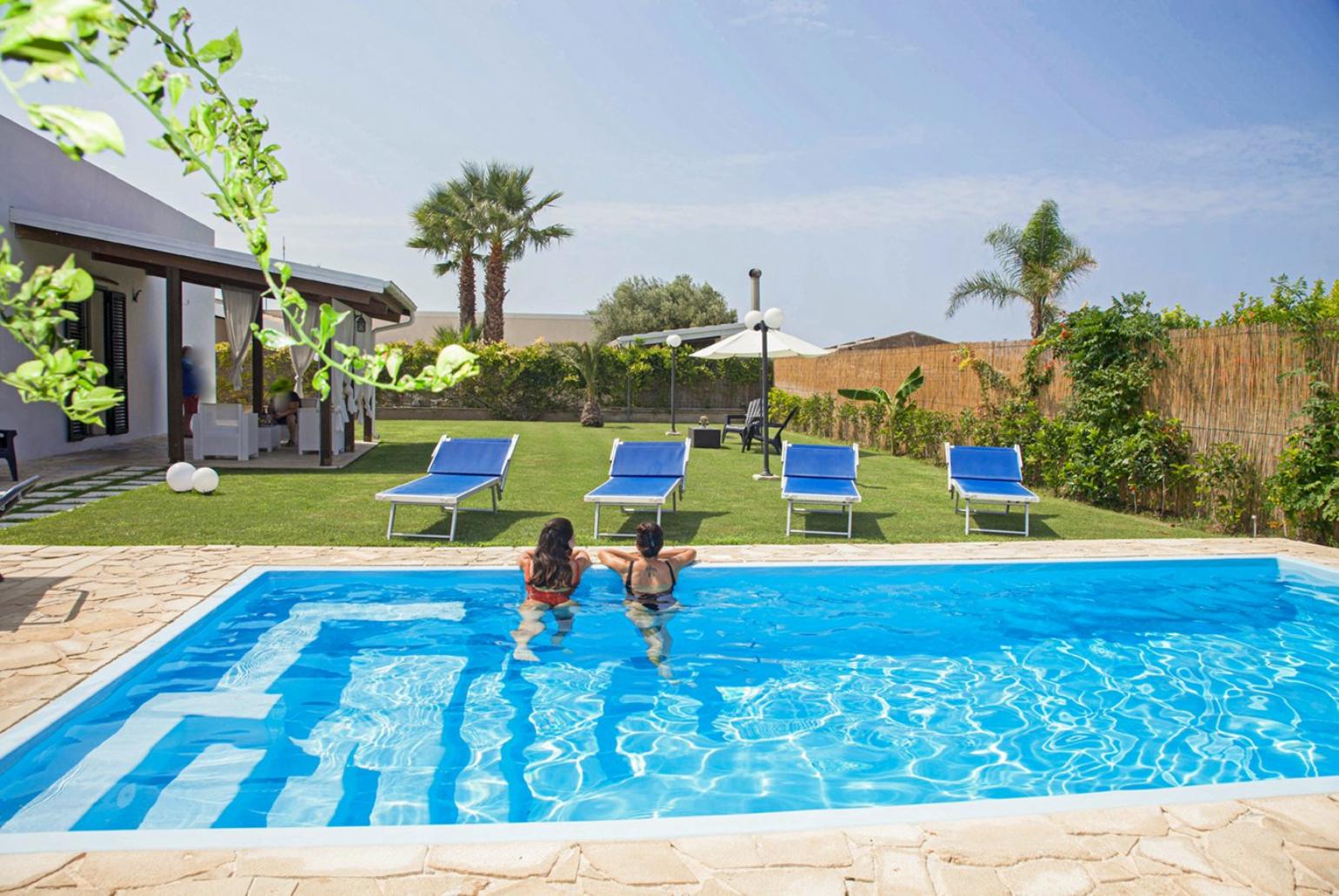 Private pool, terrace, and garden