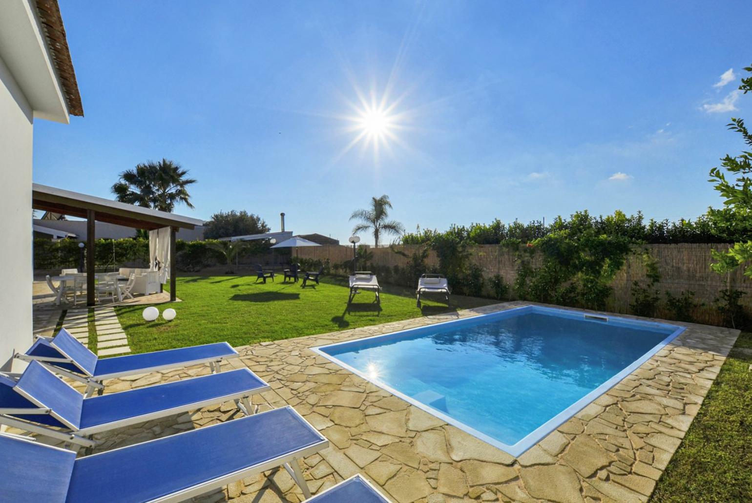 Private pool, terrace, and garden