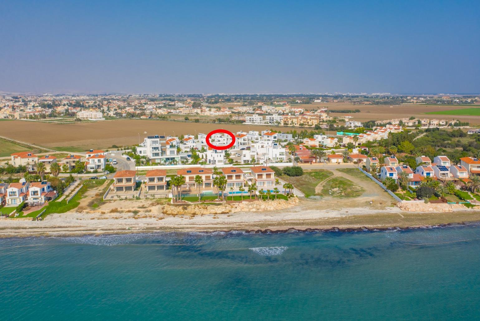 Aerial view showing location of Colonian Villa