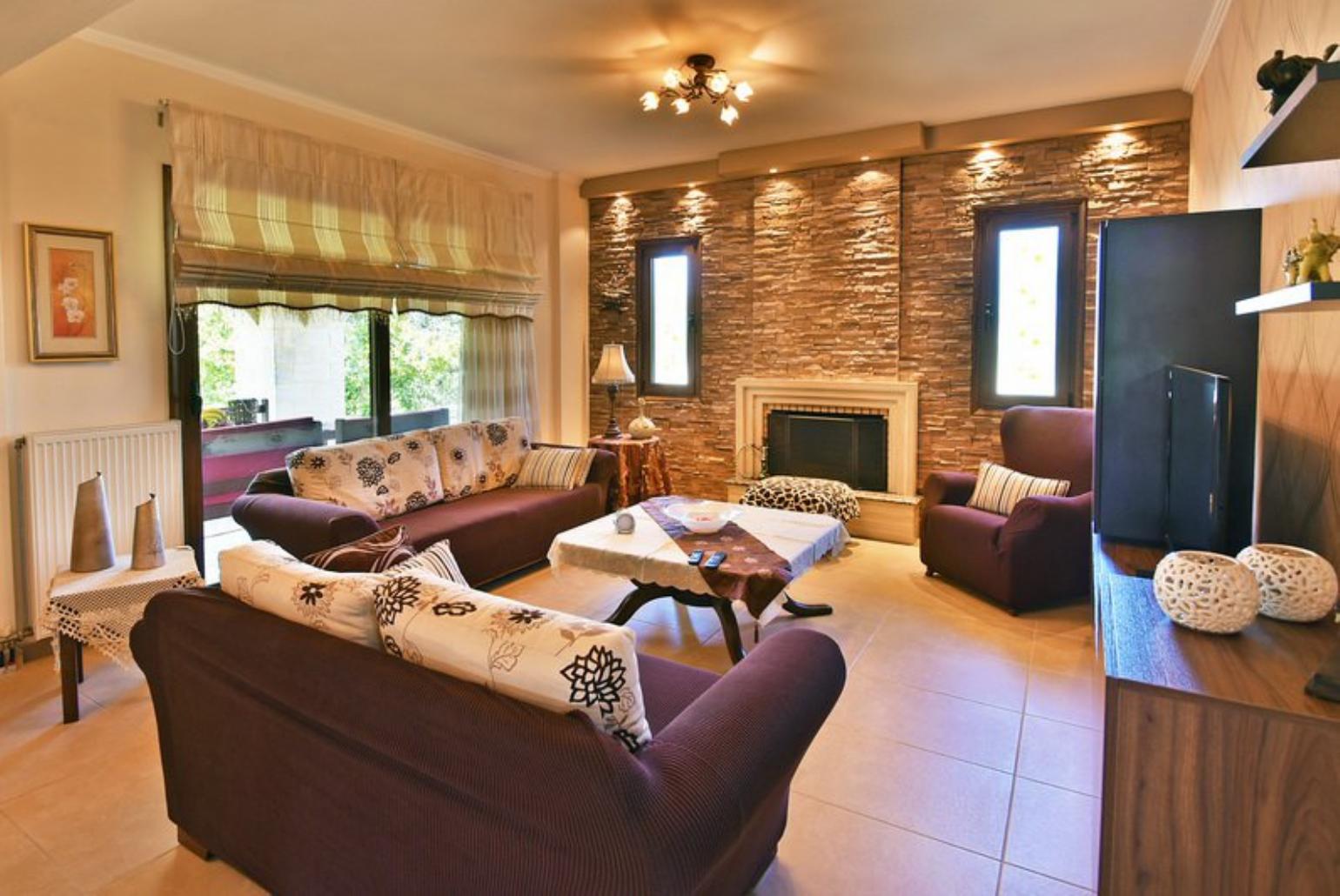 Open-plan living room with sofa 