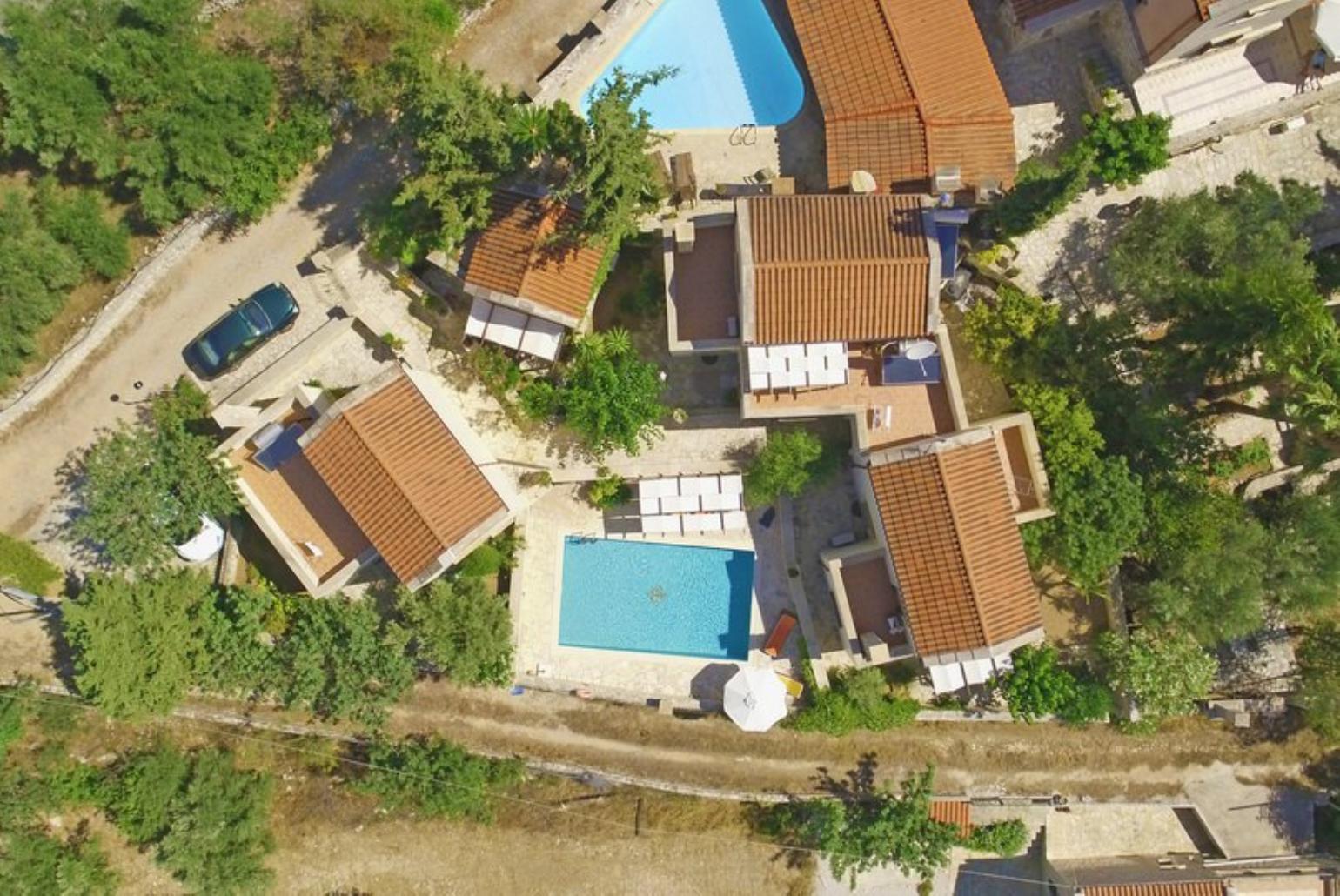 Aerial view of the villa 