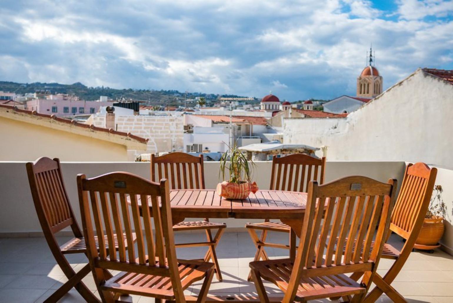 Beautiful terrace view with outdoor dining table 