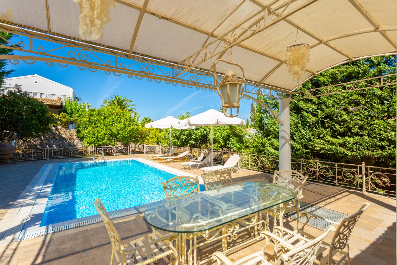 Beautiful villa with private pool, terraces, and large gardens