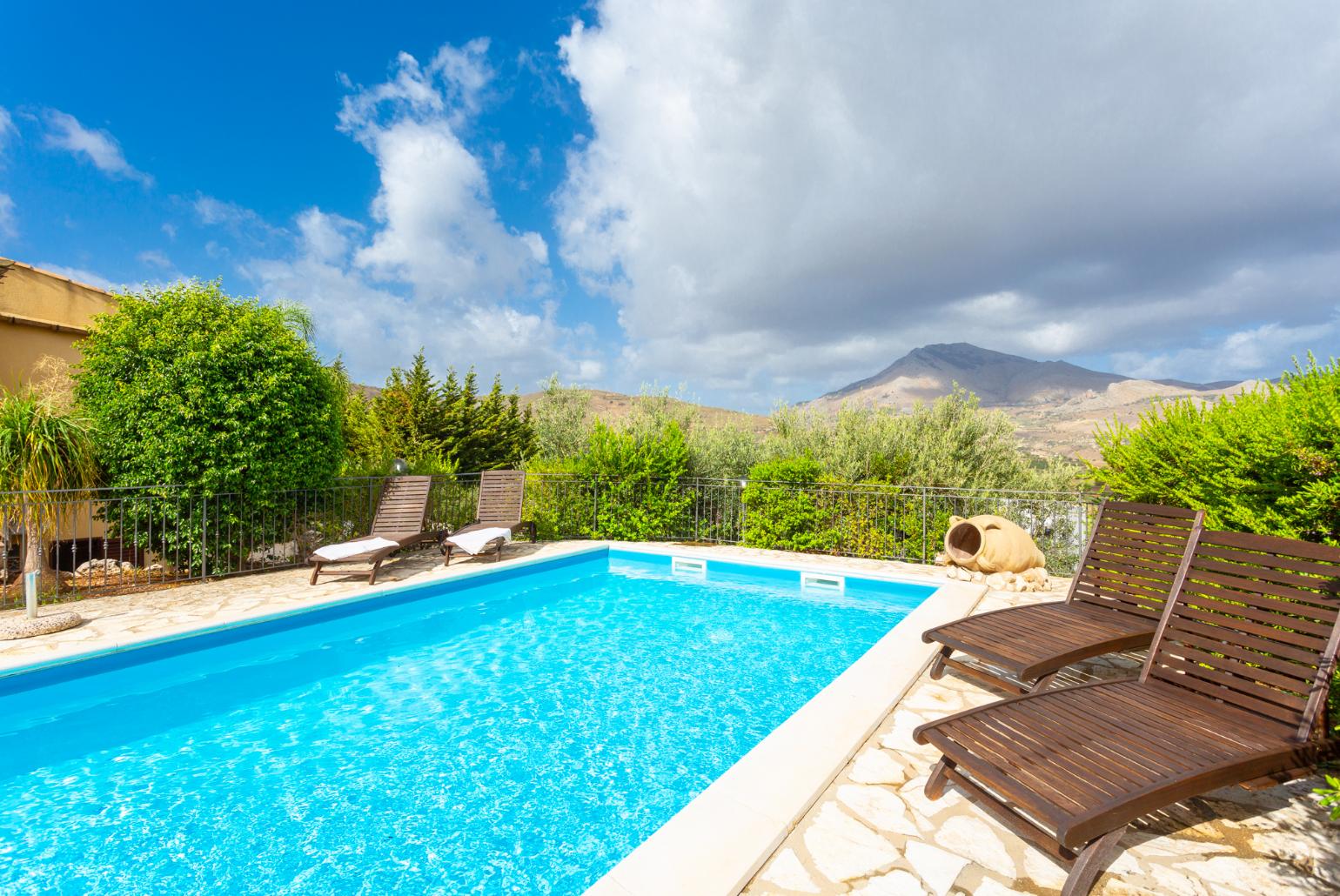 Private pool and terrace with sea views