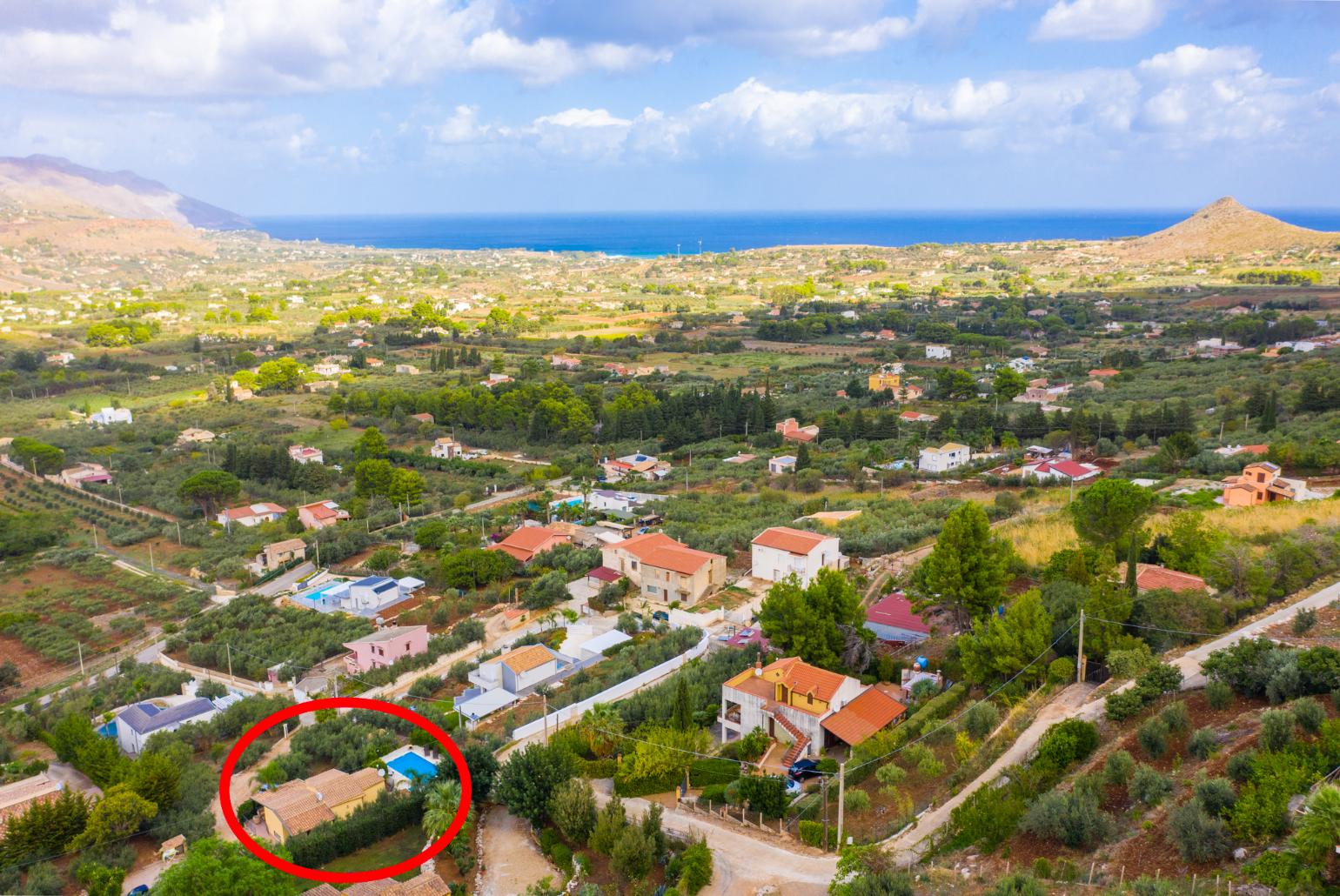 Aerial view showing location of Villa Gamma
