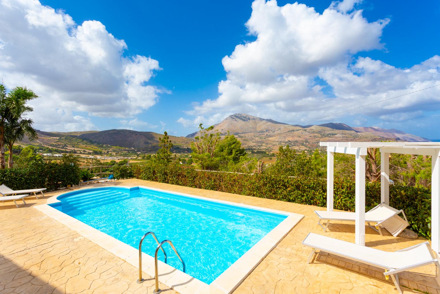 Private pool and terrace with sea views