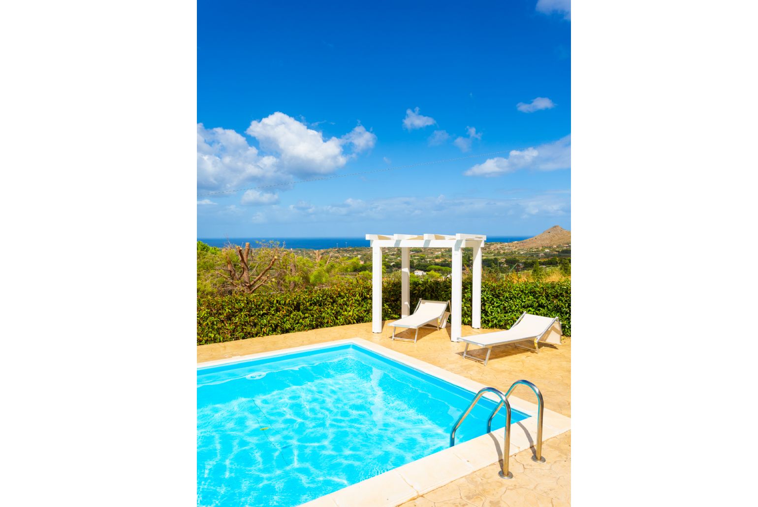 Private pool and terrace with sea views