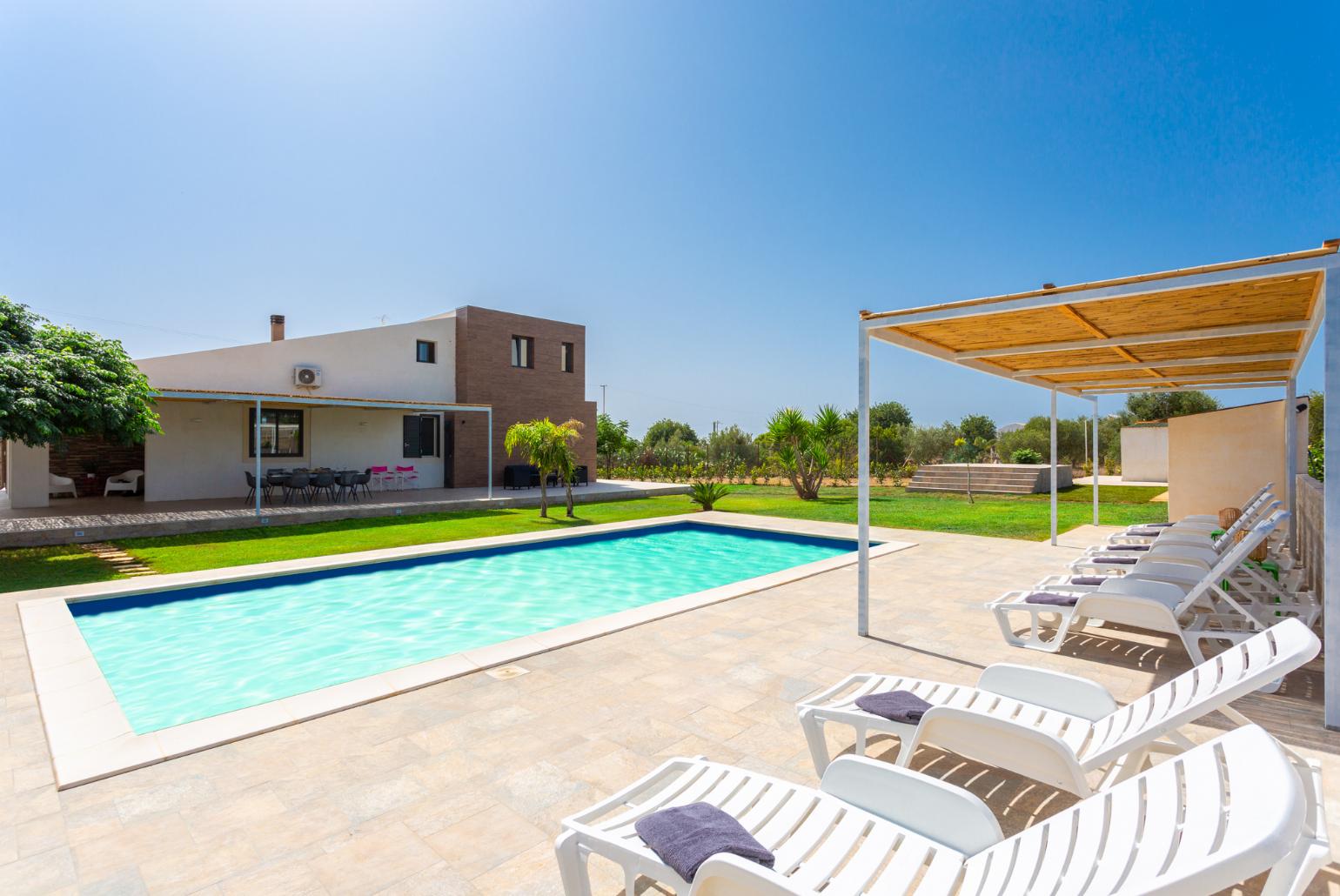 ,Beautiful villa with private pool, terrace, and garden