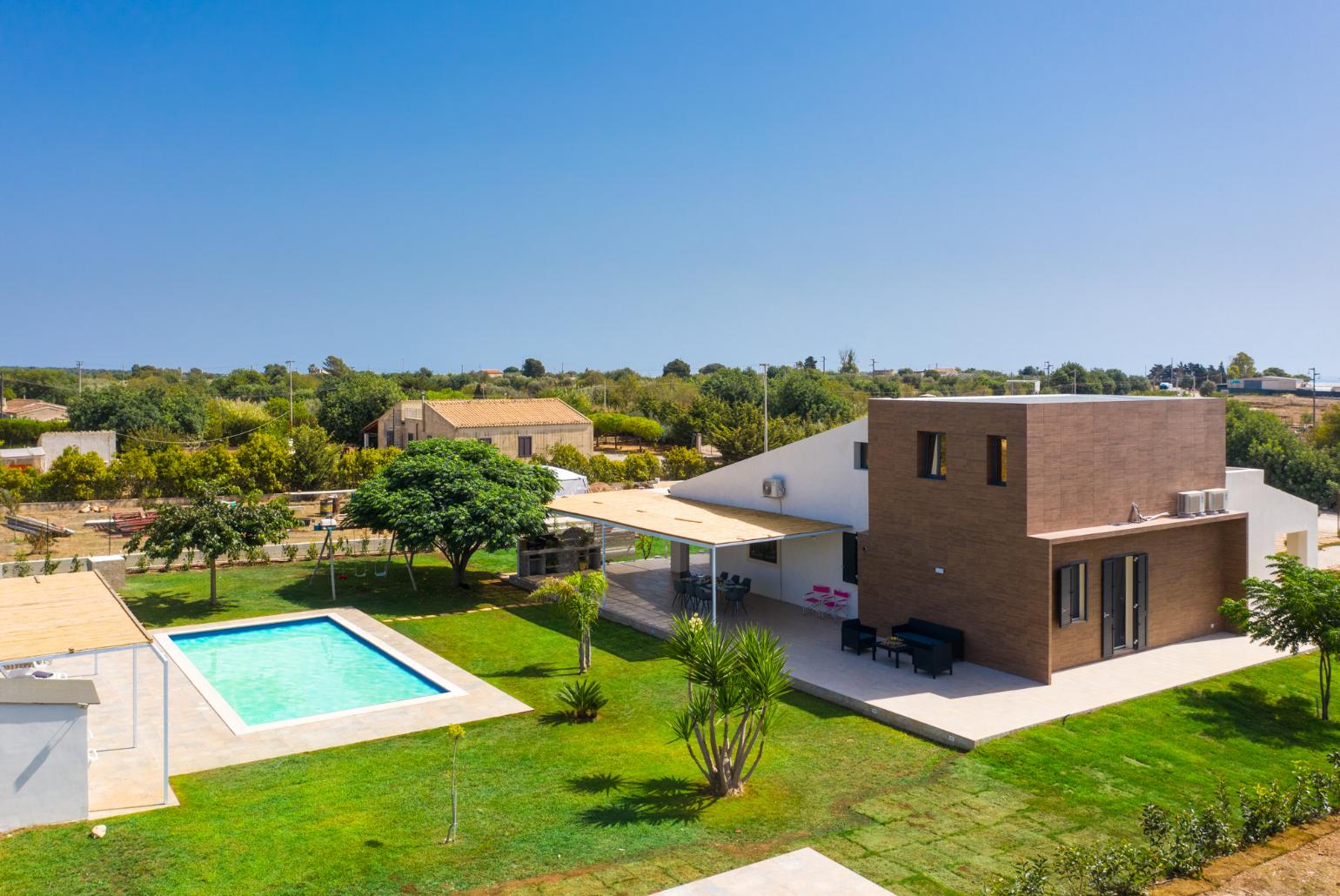 Aerial view of Villa Akos