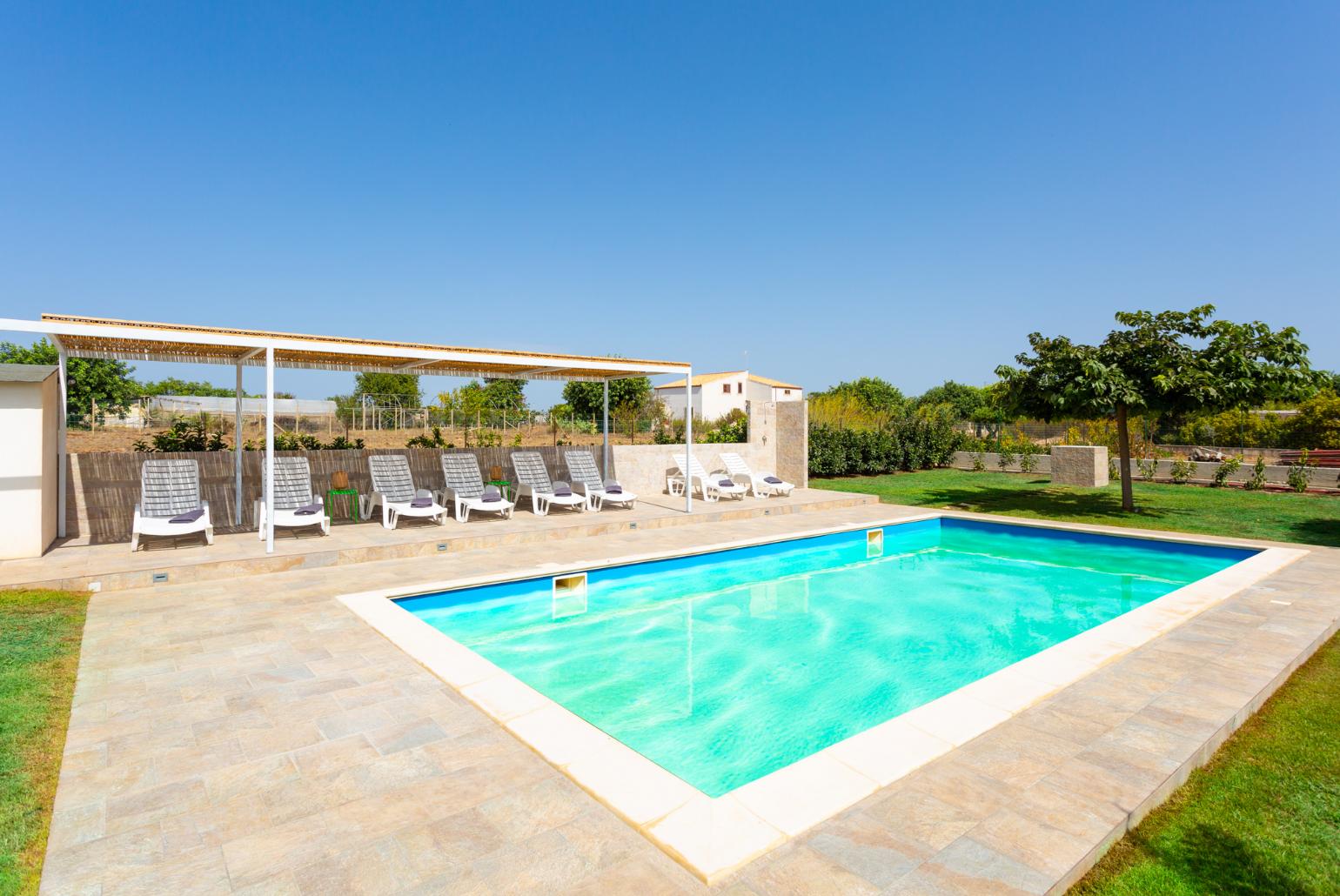 Private pool, terrace, and garden