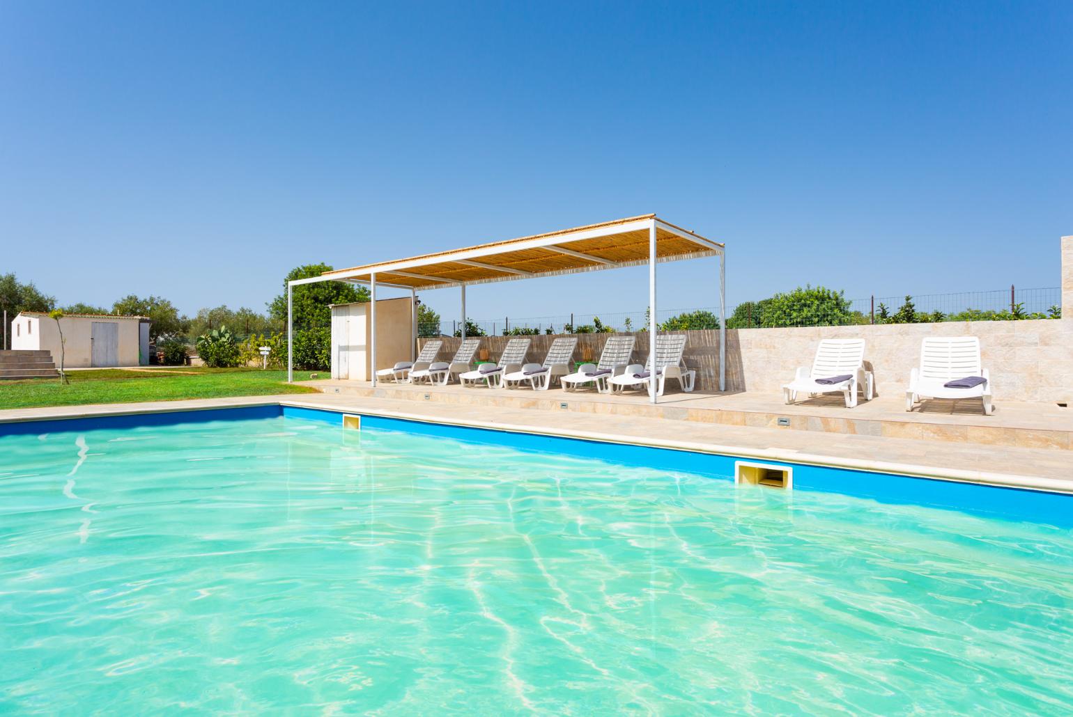 Private pool, terrace, and garden