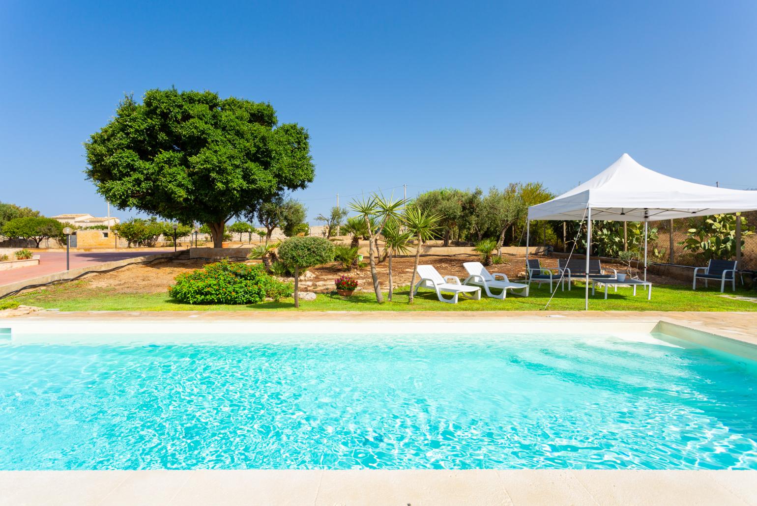 Private pool, terrace, and garden