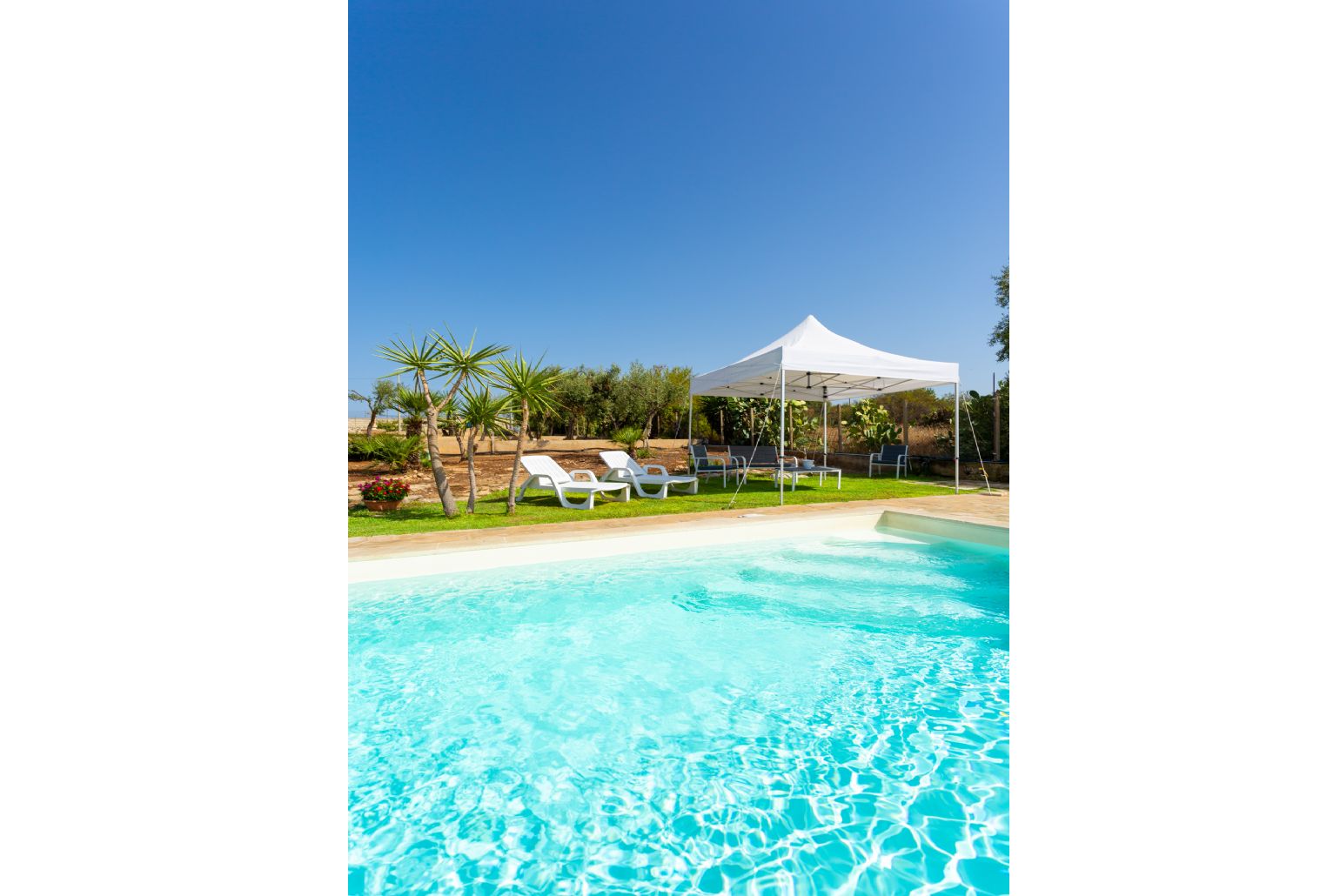 Private pool, terrace, and garden