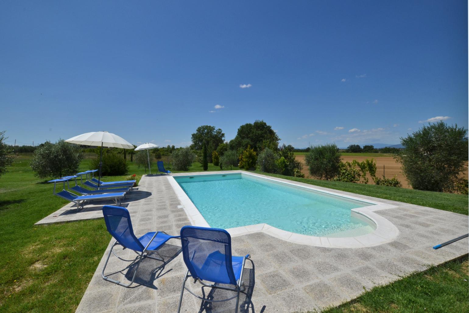 Private pool, terrace, and garden