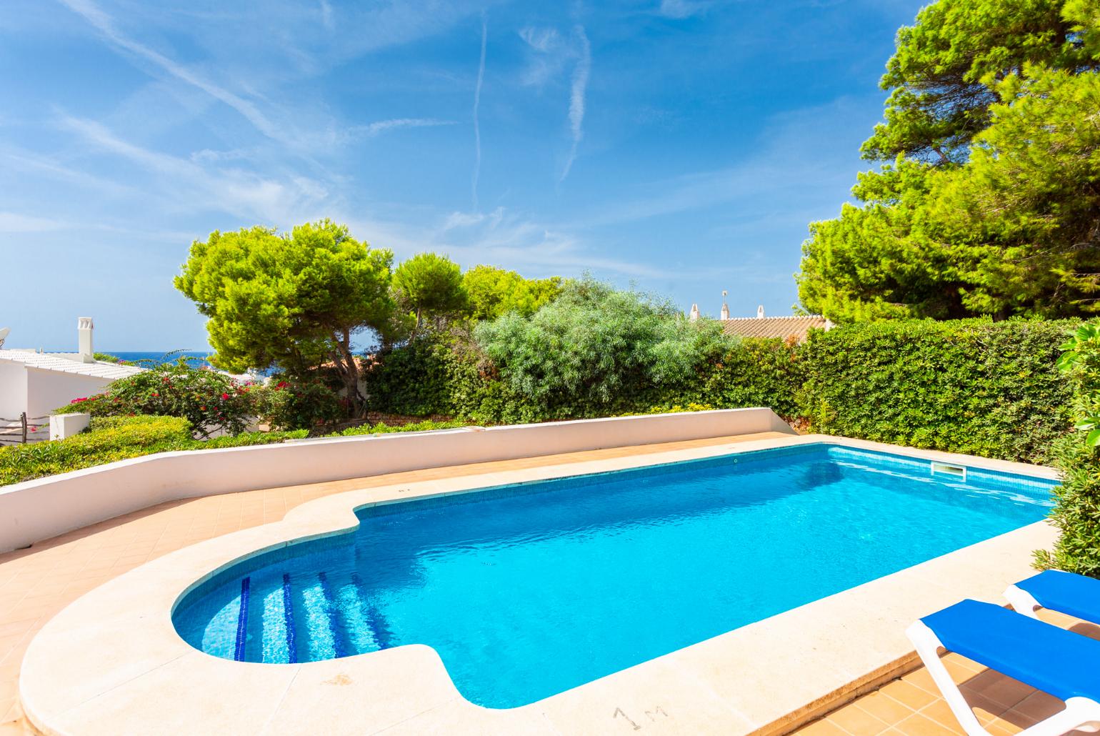 Private pool, terrace, and large garden with sea views