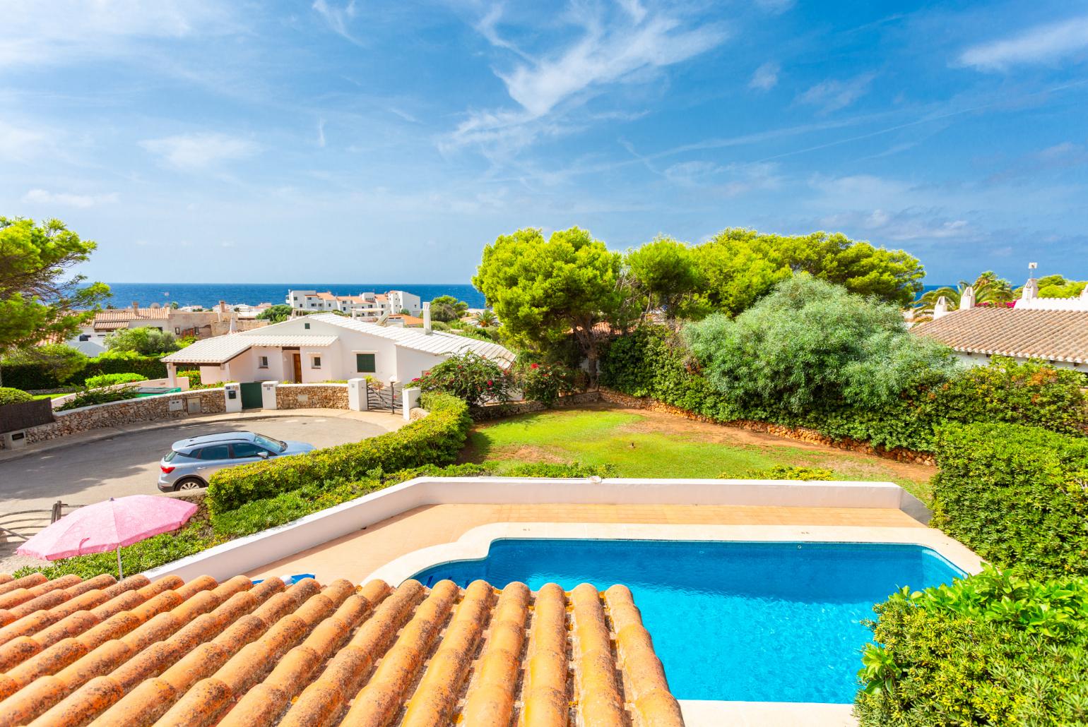 Private pool, terrace, and large garden with sea views