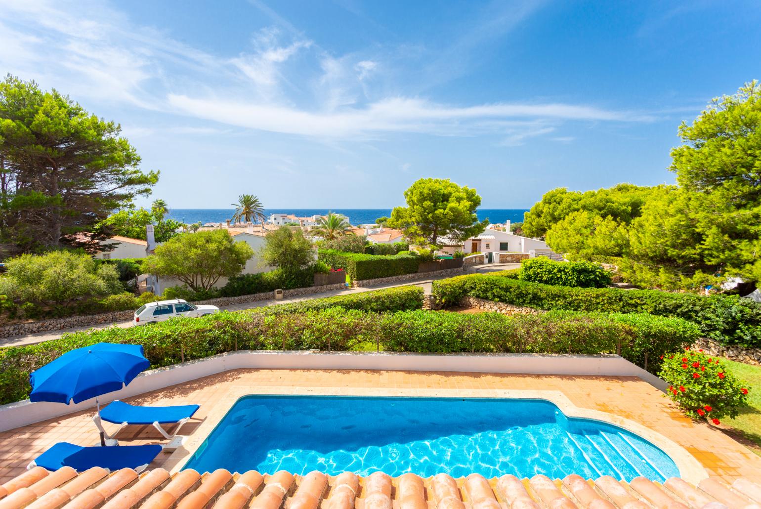 Private pool and terrace with sea views