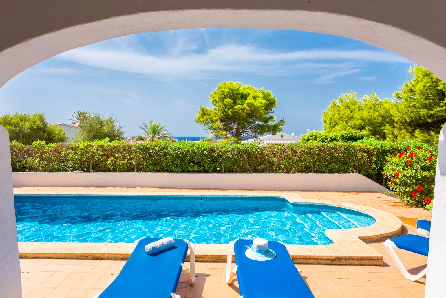 Private pool and terrace with sea views