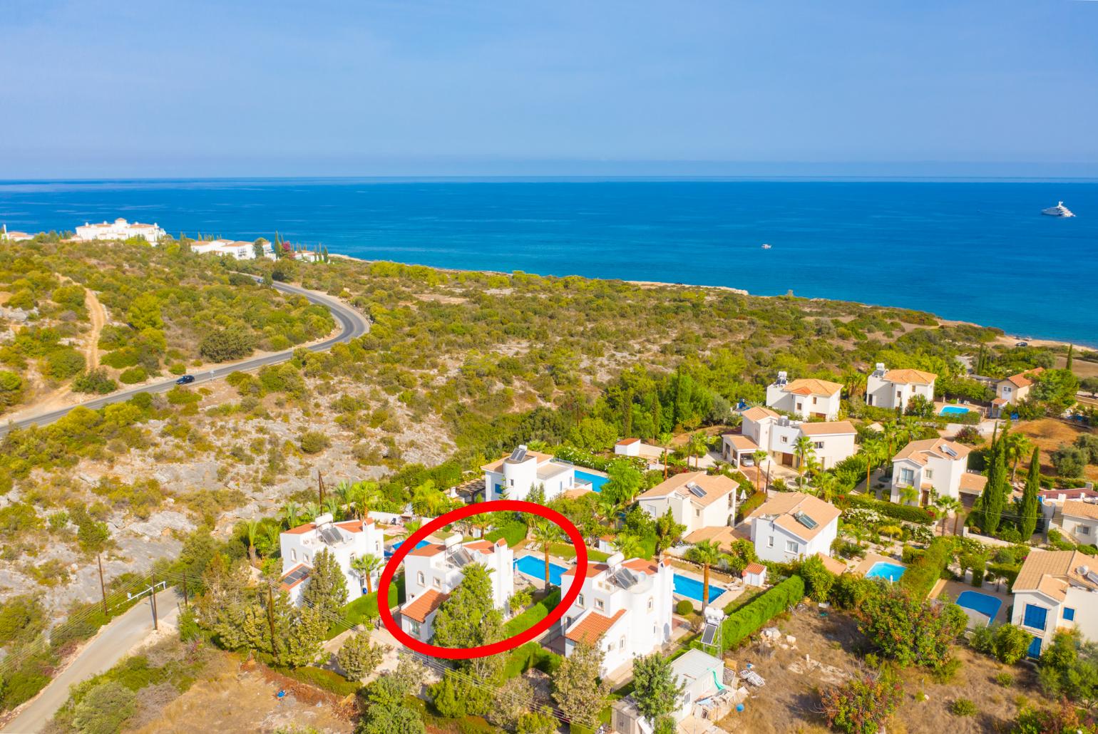 Aerial view showing location of Villa Chrysanthemum