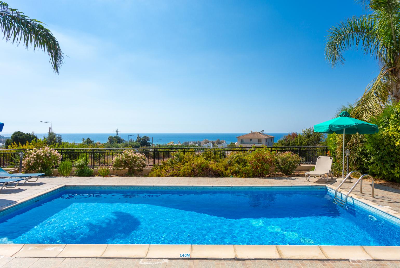 Private pool and terrace with sea views