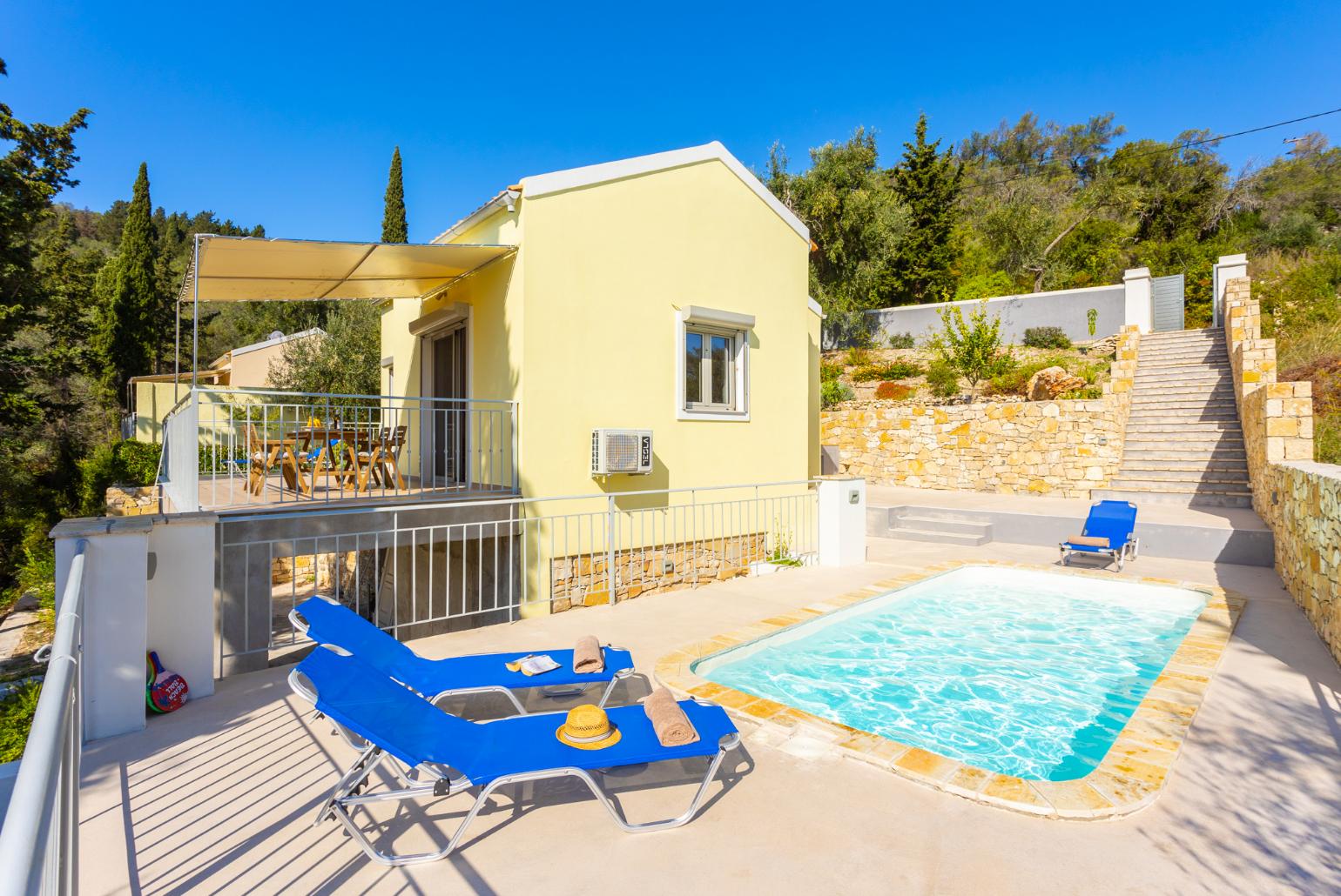 ,Beautiful villa with private pool and terrace with woodland views