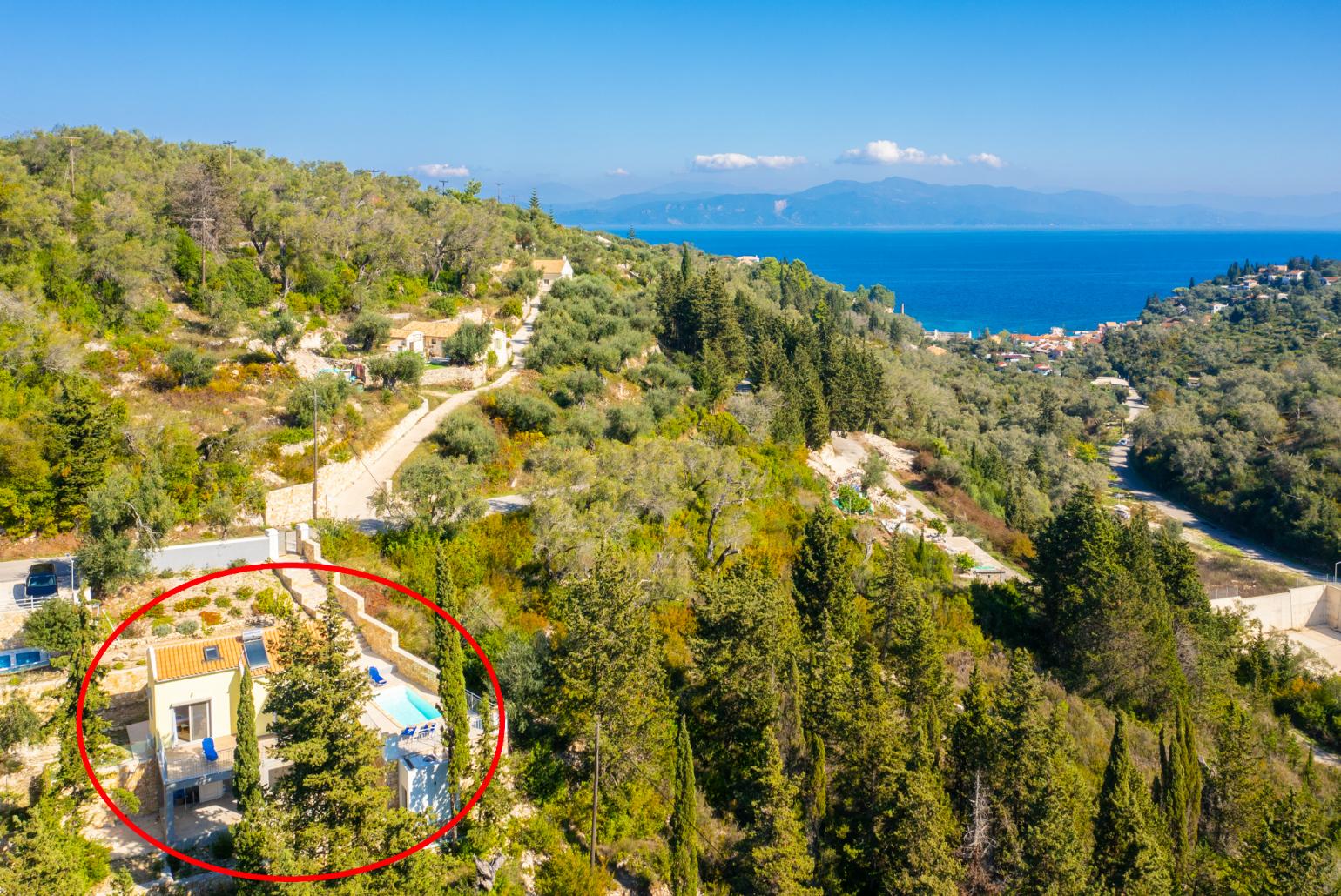 Aerial view showing location of Villa Ifigeneia