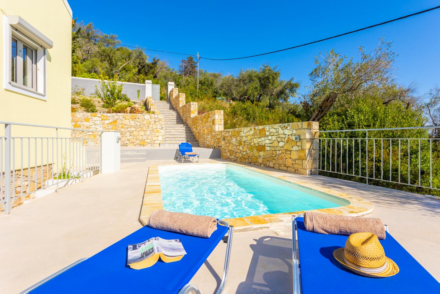 Private pool and terrace with woodland views