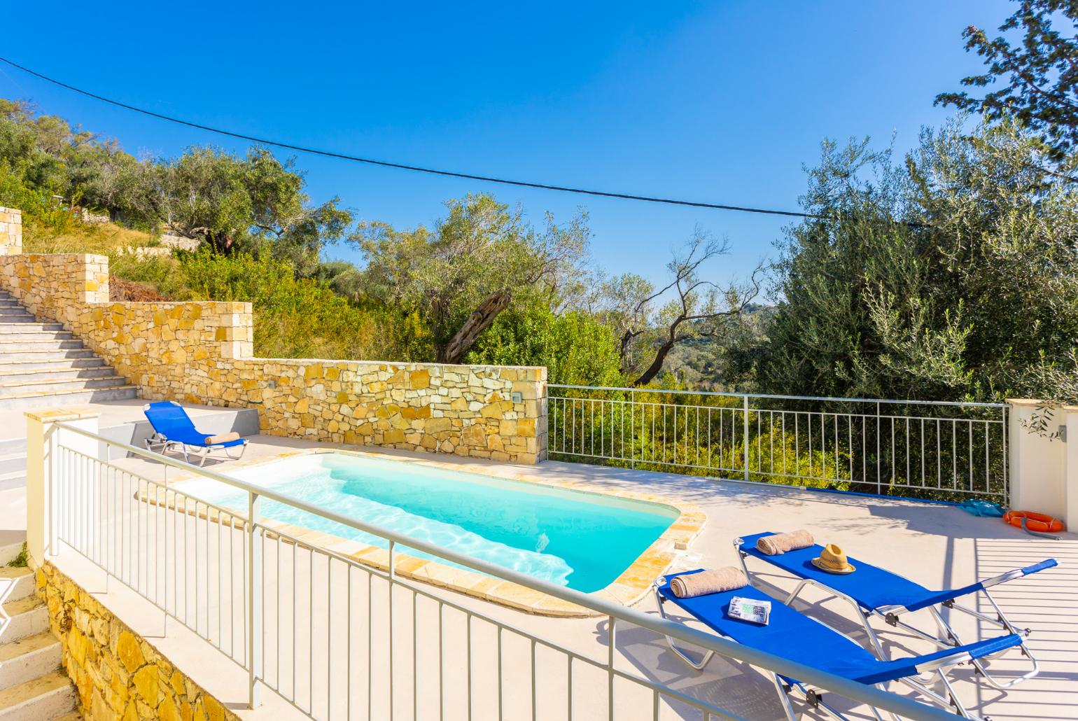 Private pool and terrace with woodland views