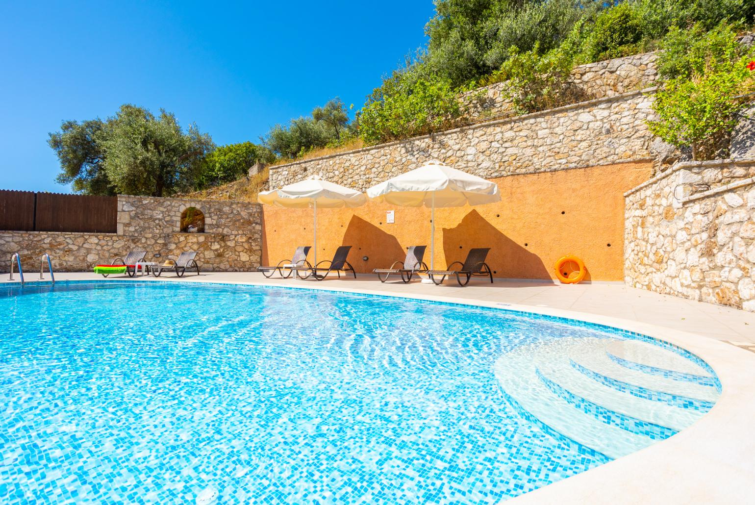 Private pool and terrace with sea views