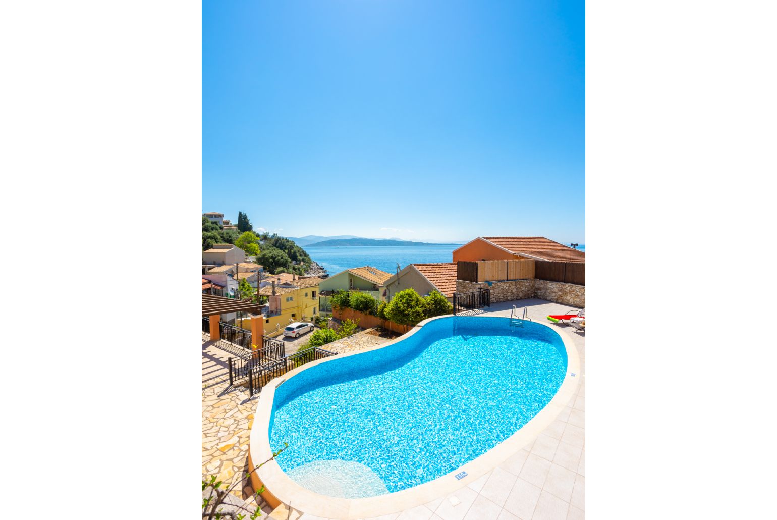 Private pool and terrace with sea views