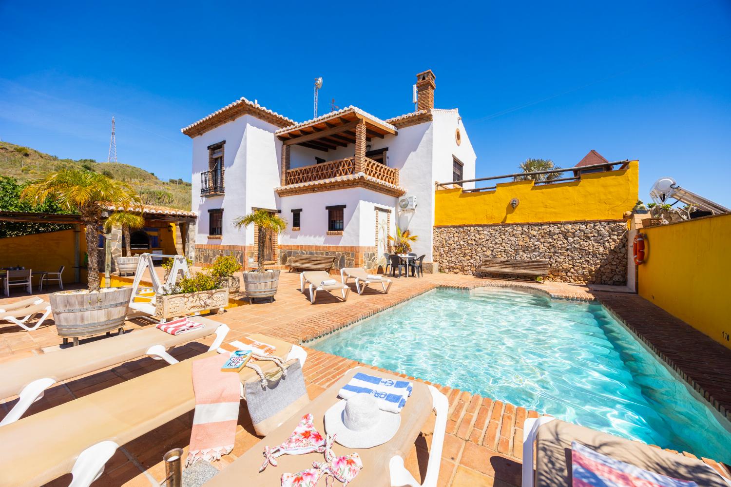 ,Beautiful villa with private pool and terrace with sea views