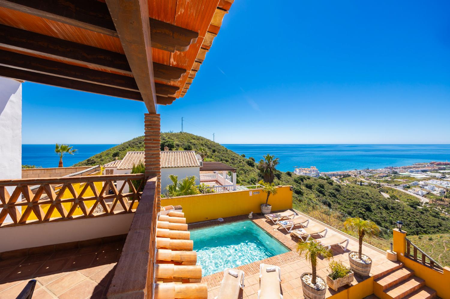 Private pool and terrace with sea views