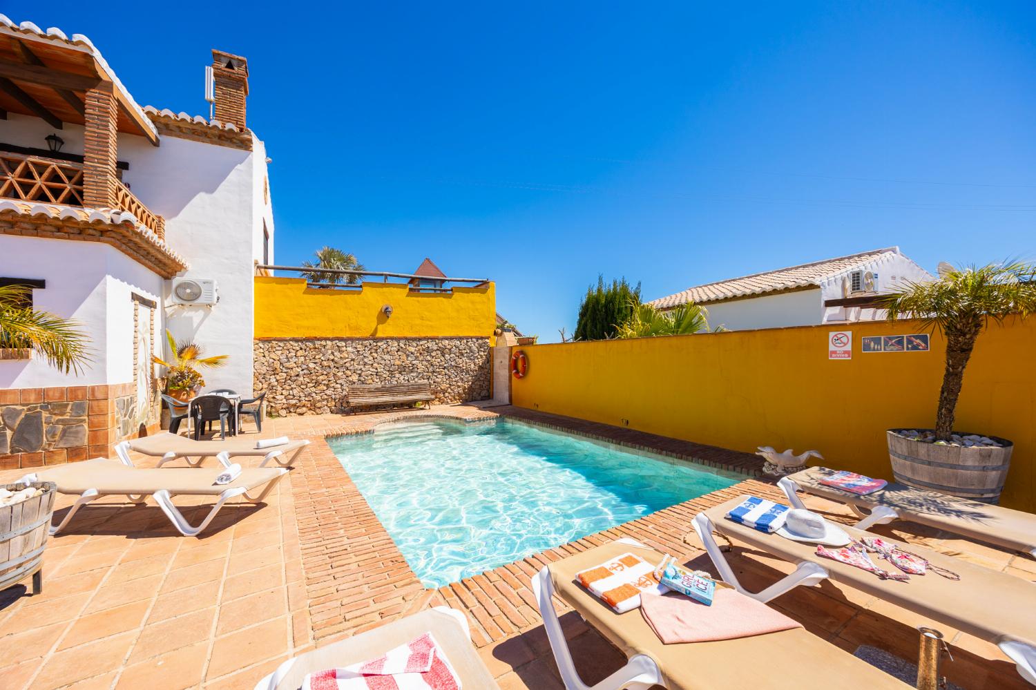 Private pool and terrace with sea views