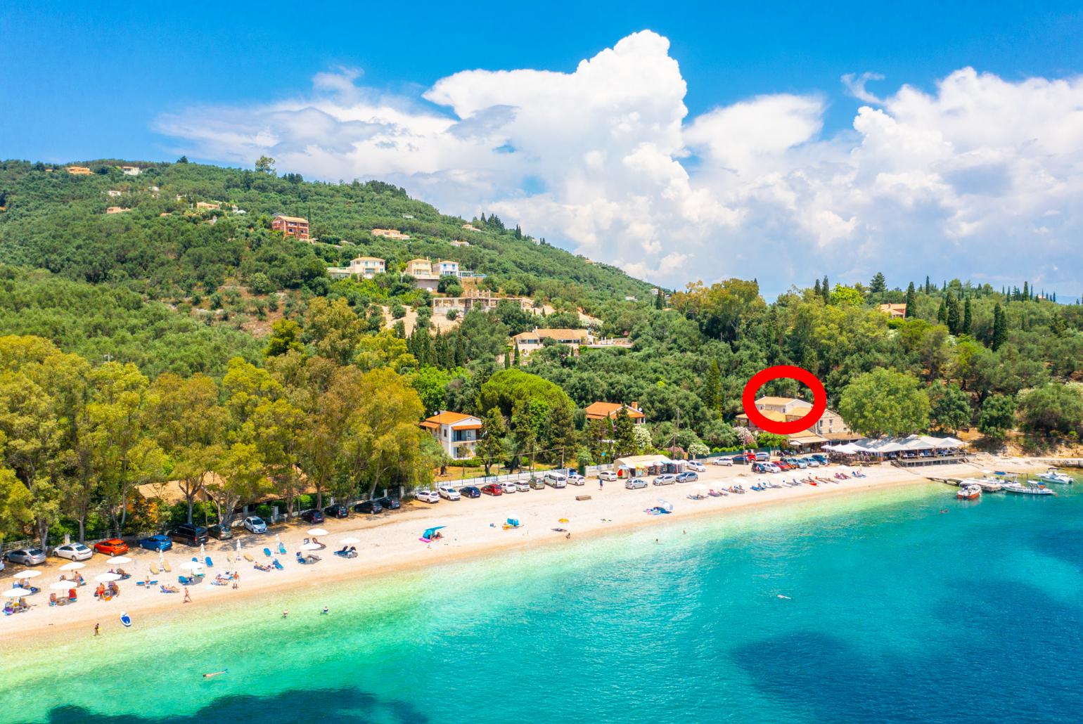 Aerial view of Kerasia showing location of Villa Nikolakis