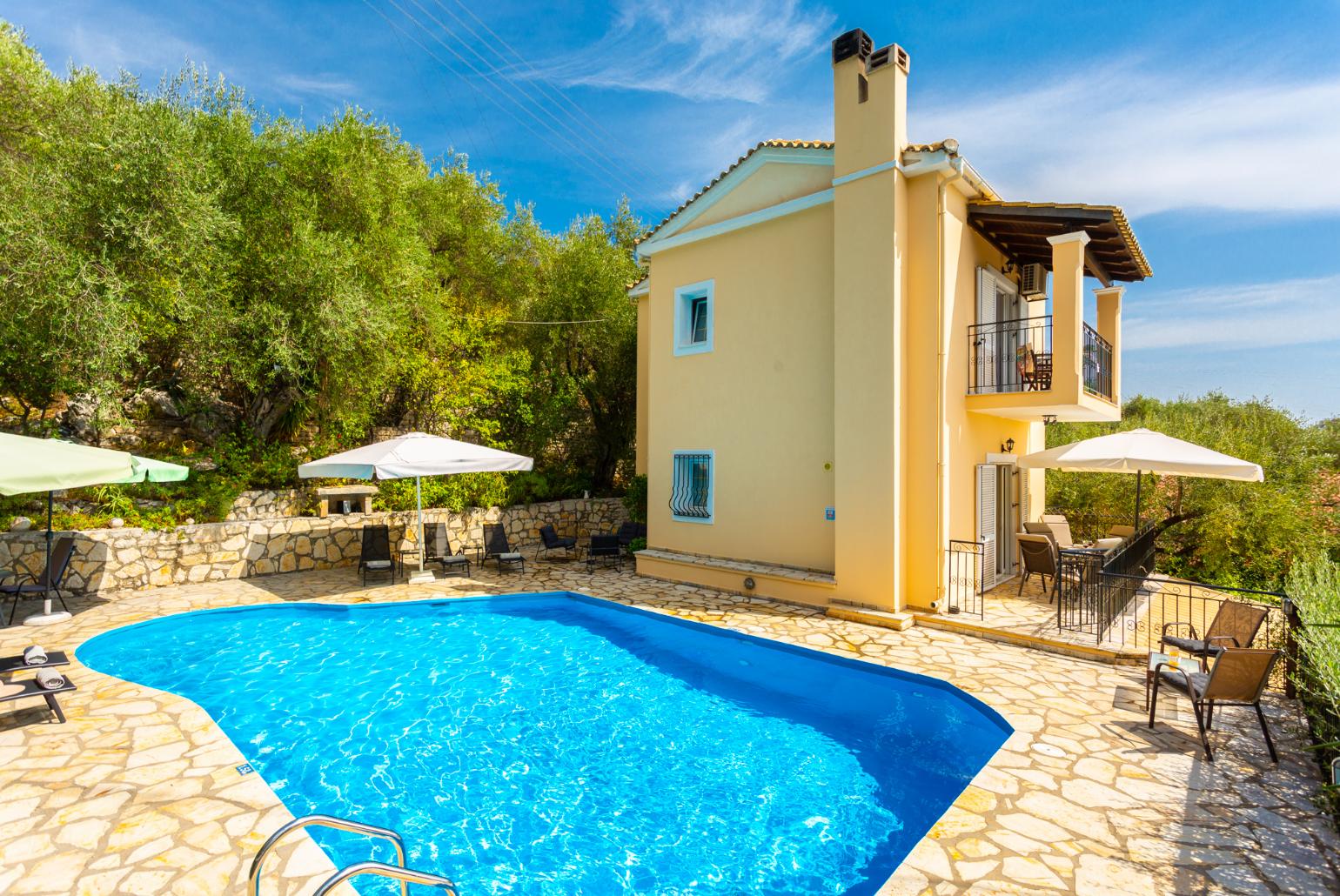 ,Beautiful villa with private pool and terrace with sea views