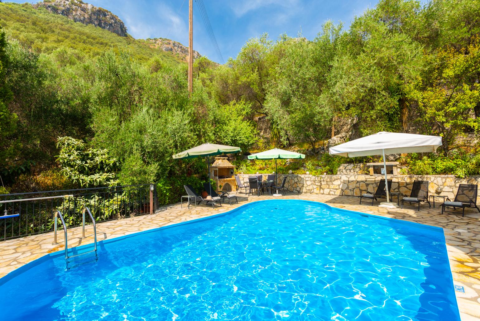 Private pool and terrace with sea views