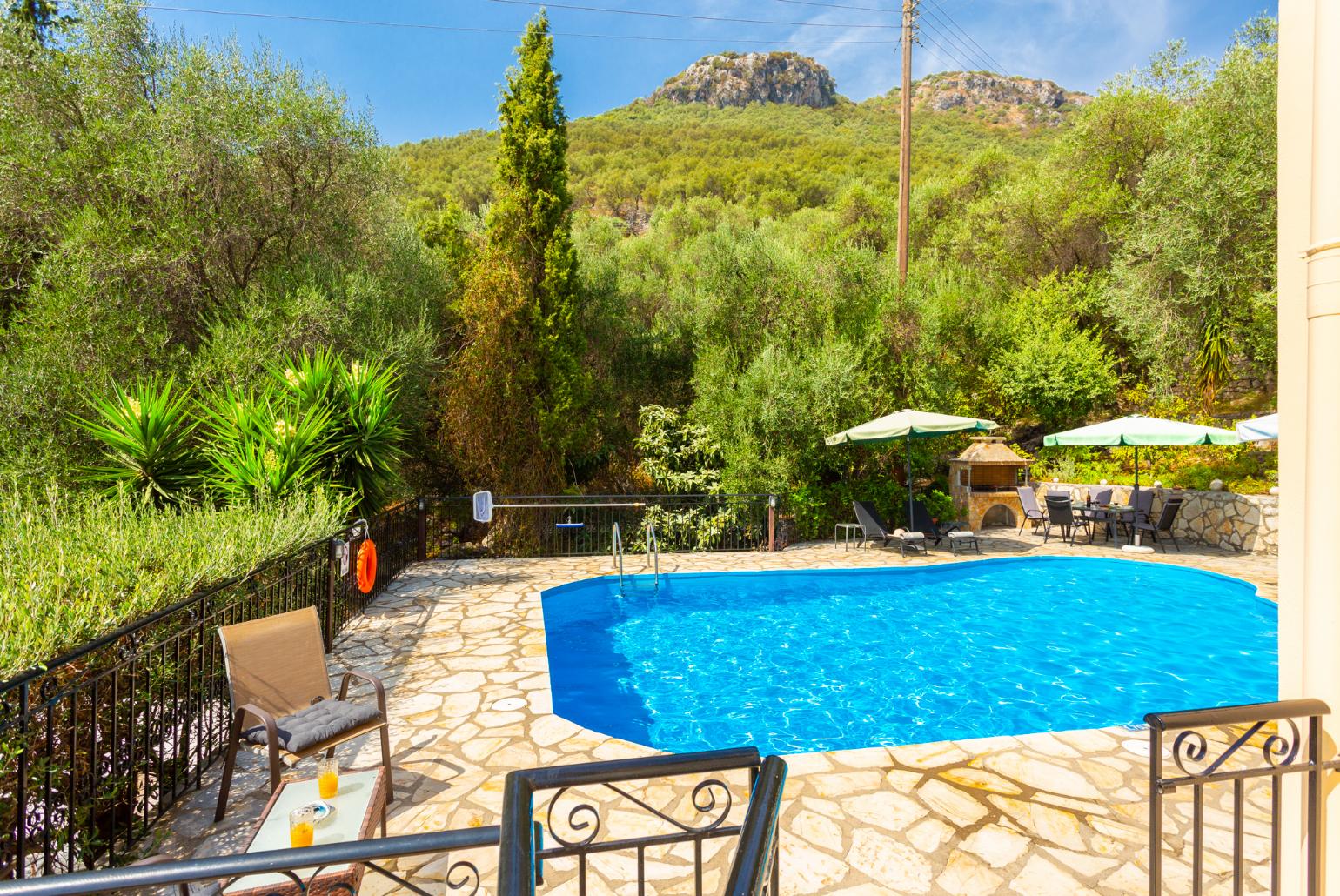 Private pool and terrace with sea views