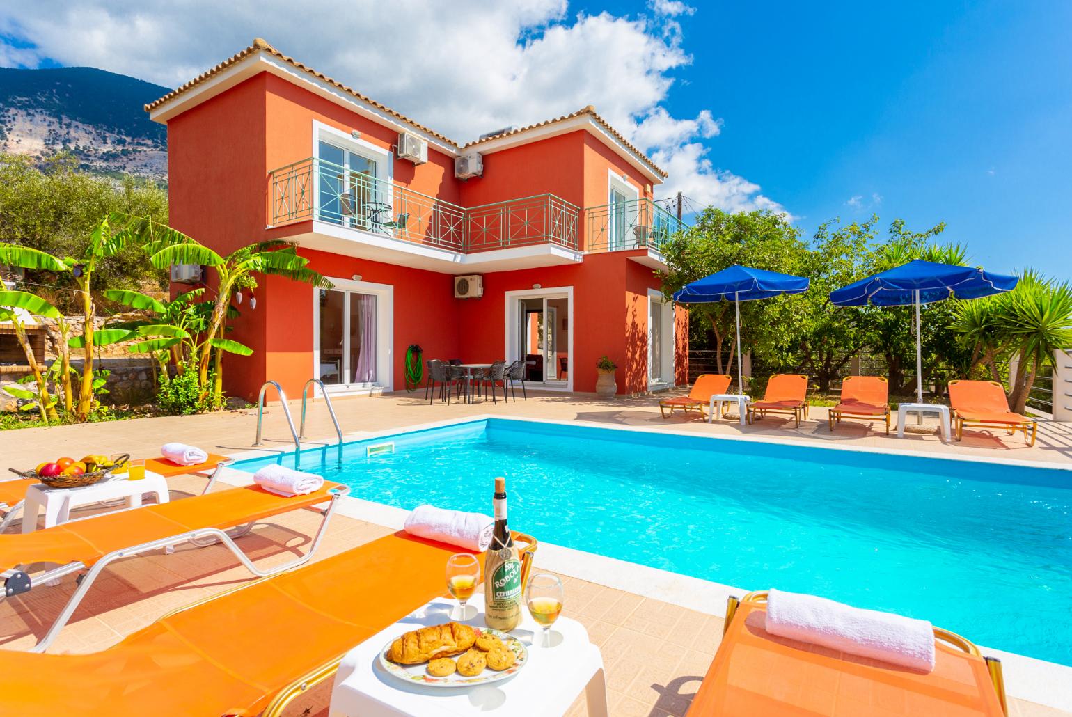 ,Beautiful villa with private pool and terrace with panoramic sea views