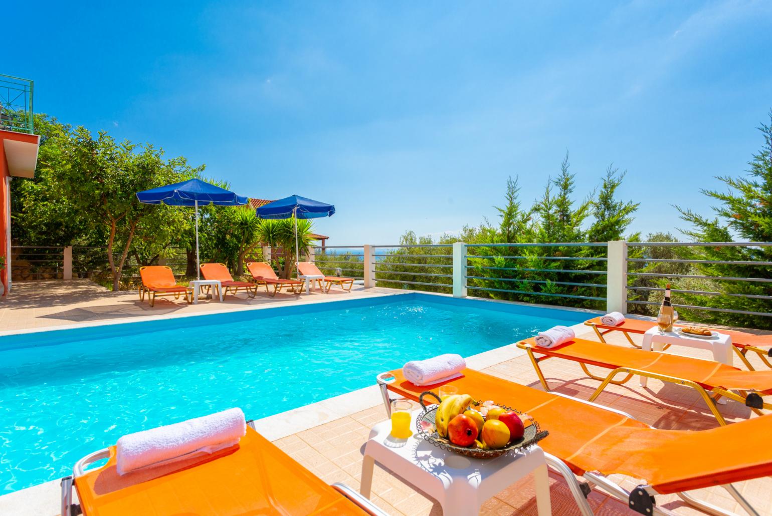 Private pool and terrace with panoramic sea views