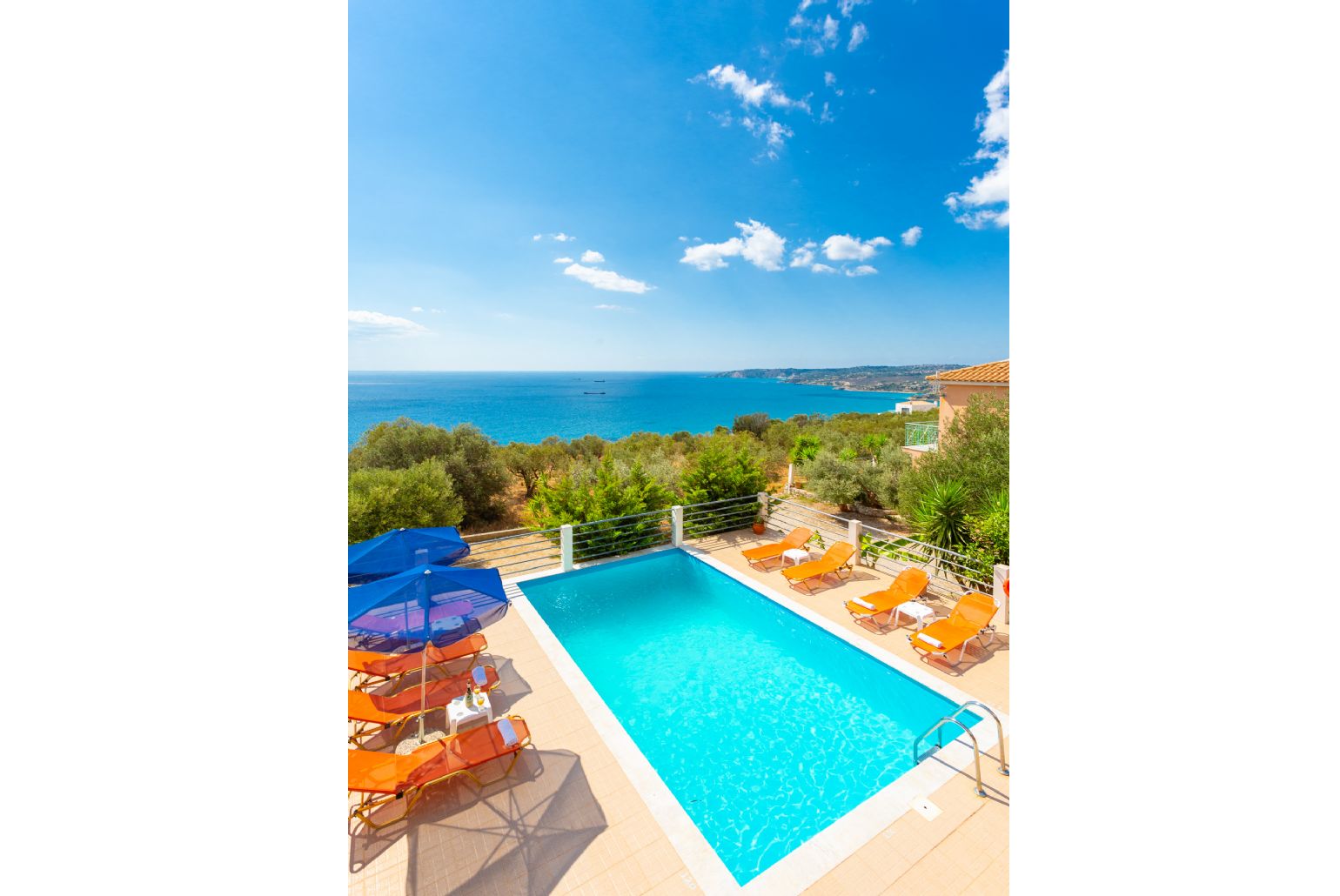 View of pool from upper terrace