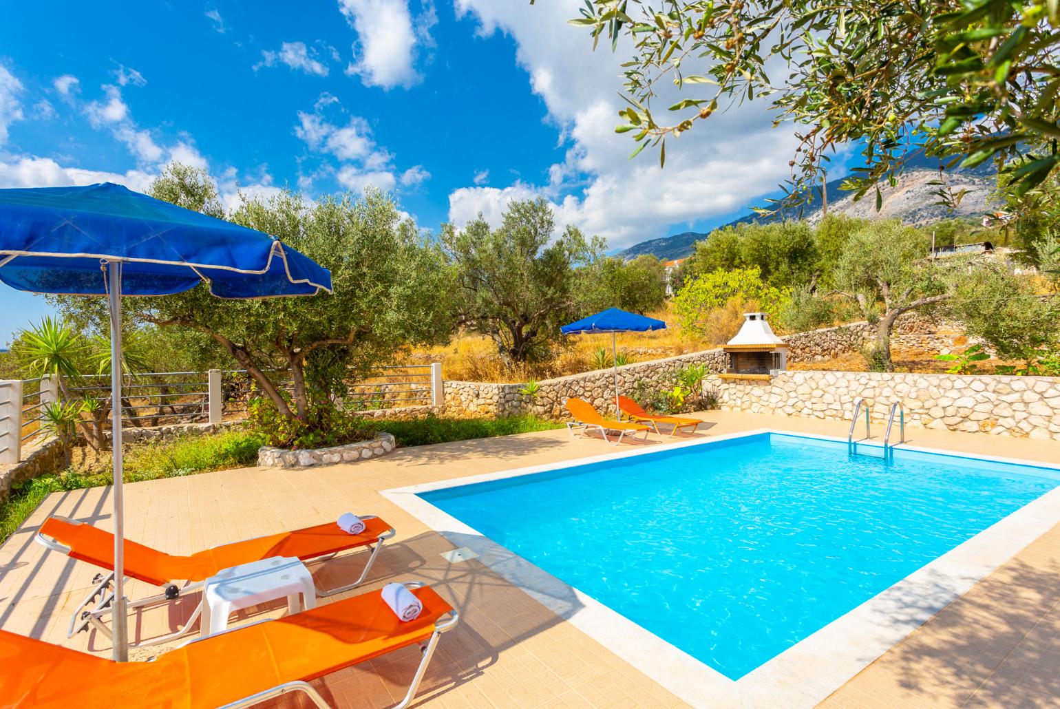 Private pool and terrace with panoramic sea views