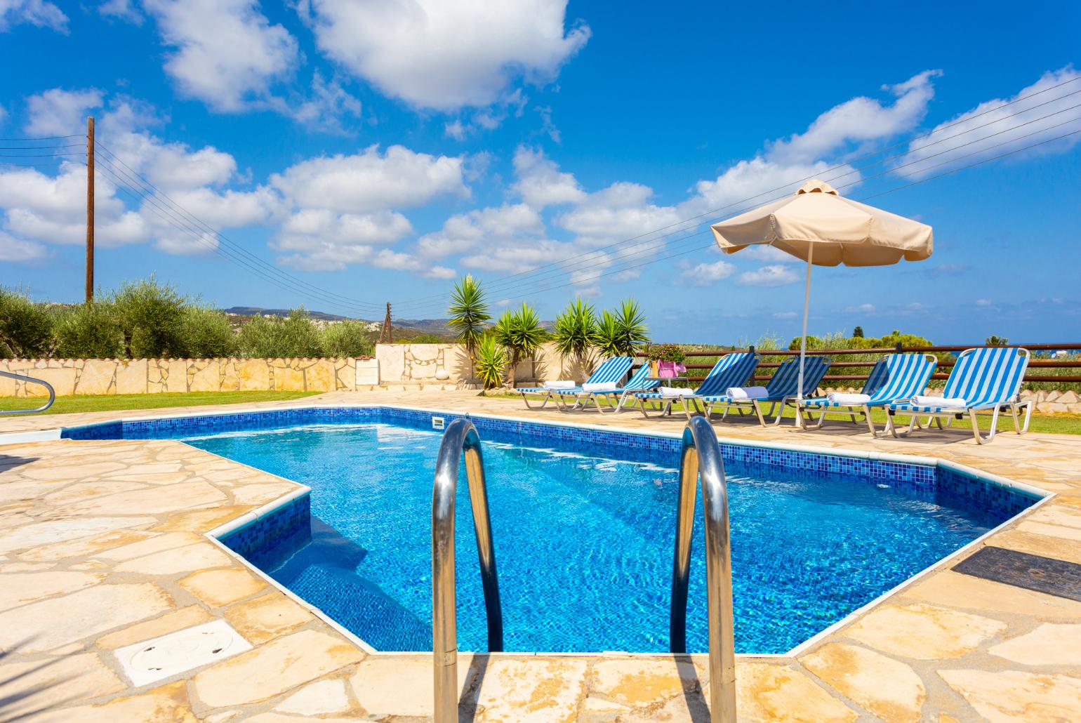 Private pool and terrace with sea views