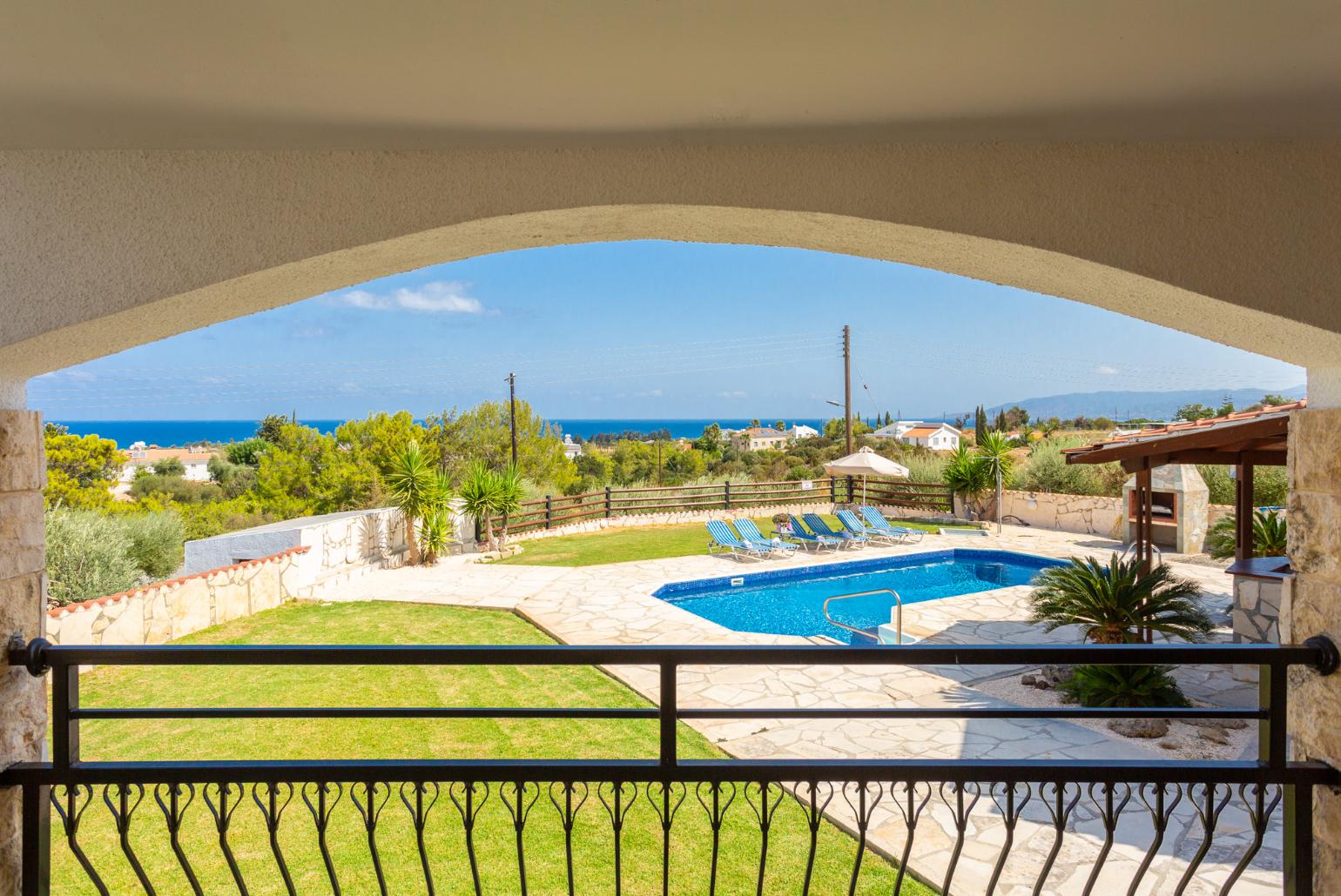 Sheltered terrace area with sea views