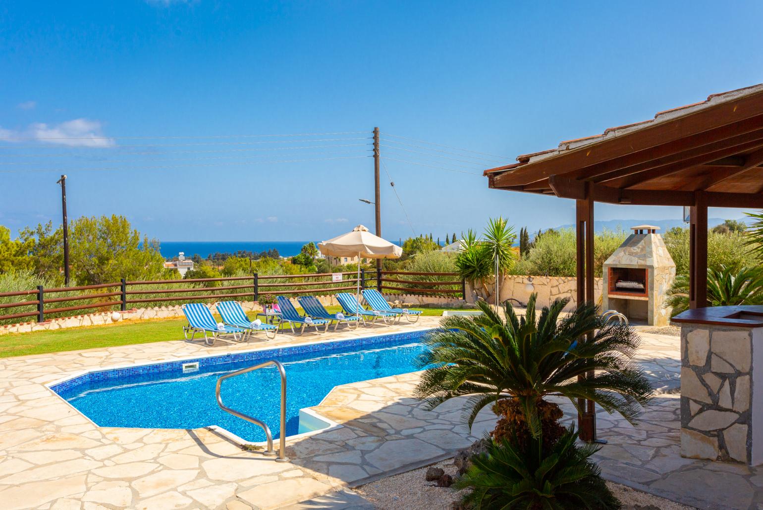 Private pool and terrace with sea views