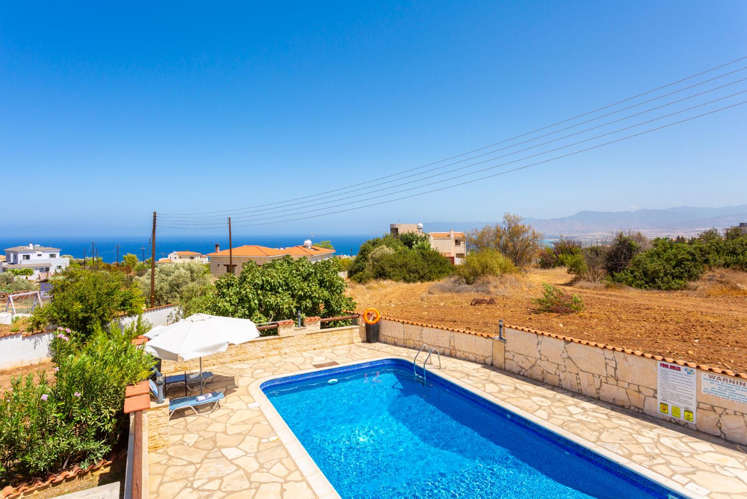 Private pool and terrace with sea views