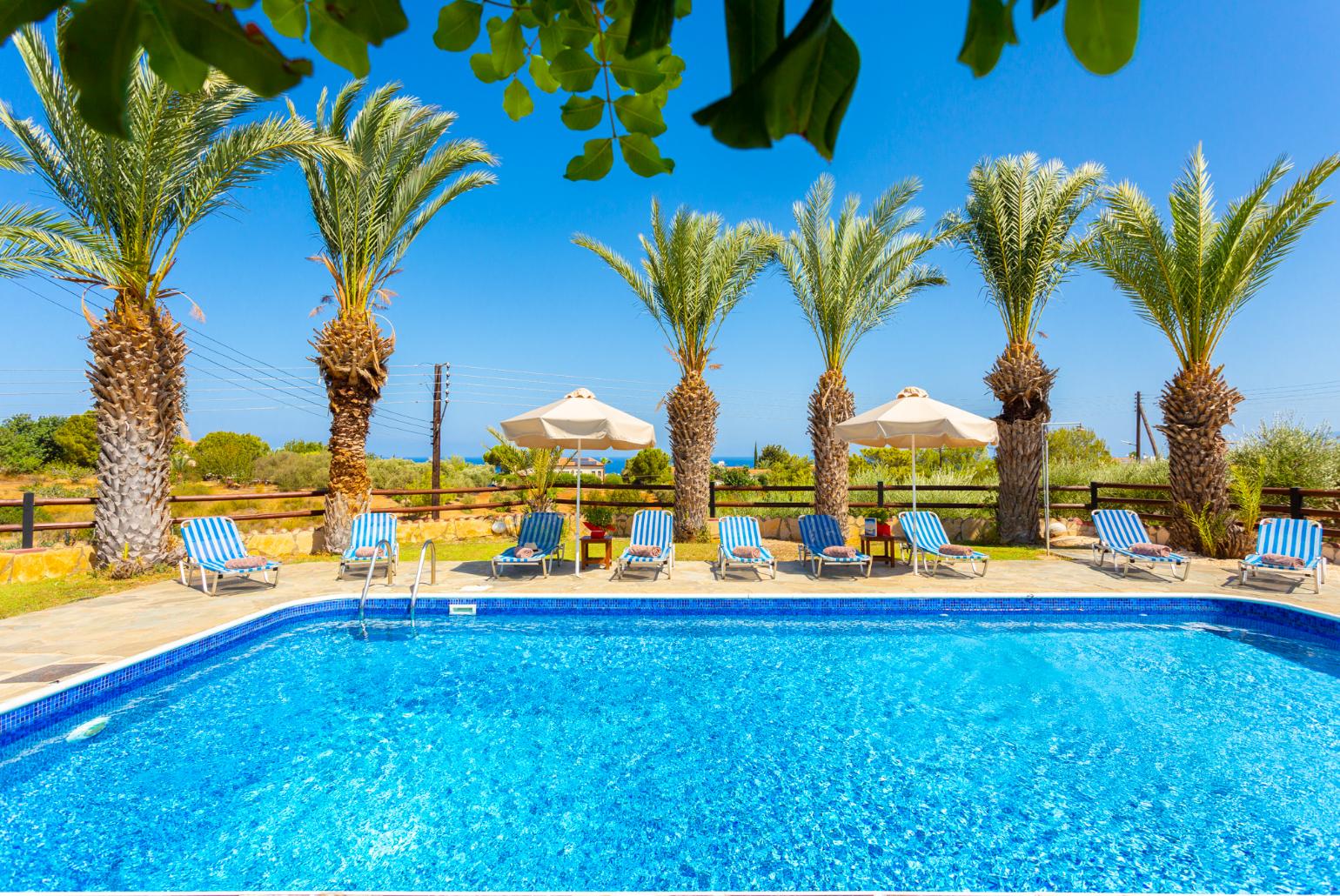 Private pool and terrace with sea views