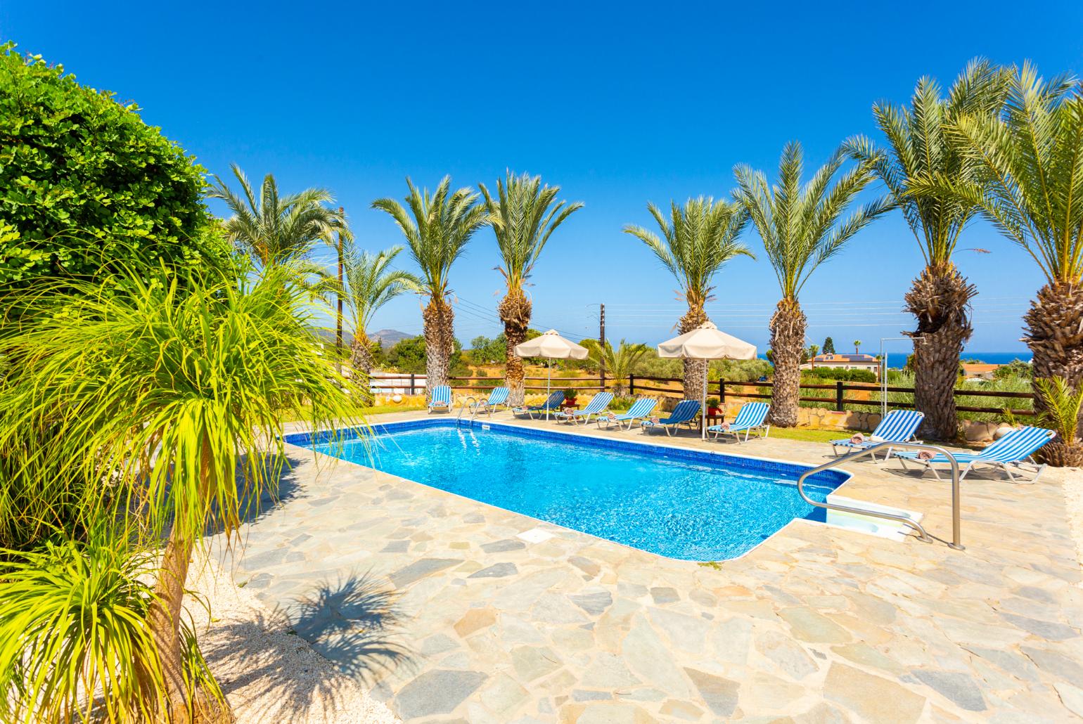 Private pool, terrace, and garden