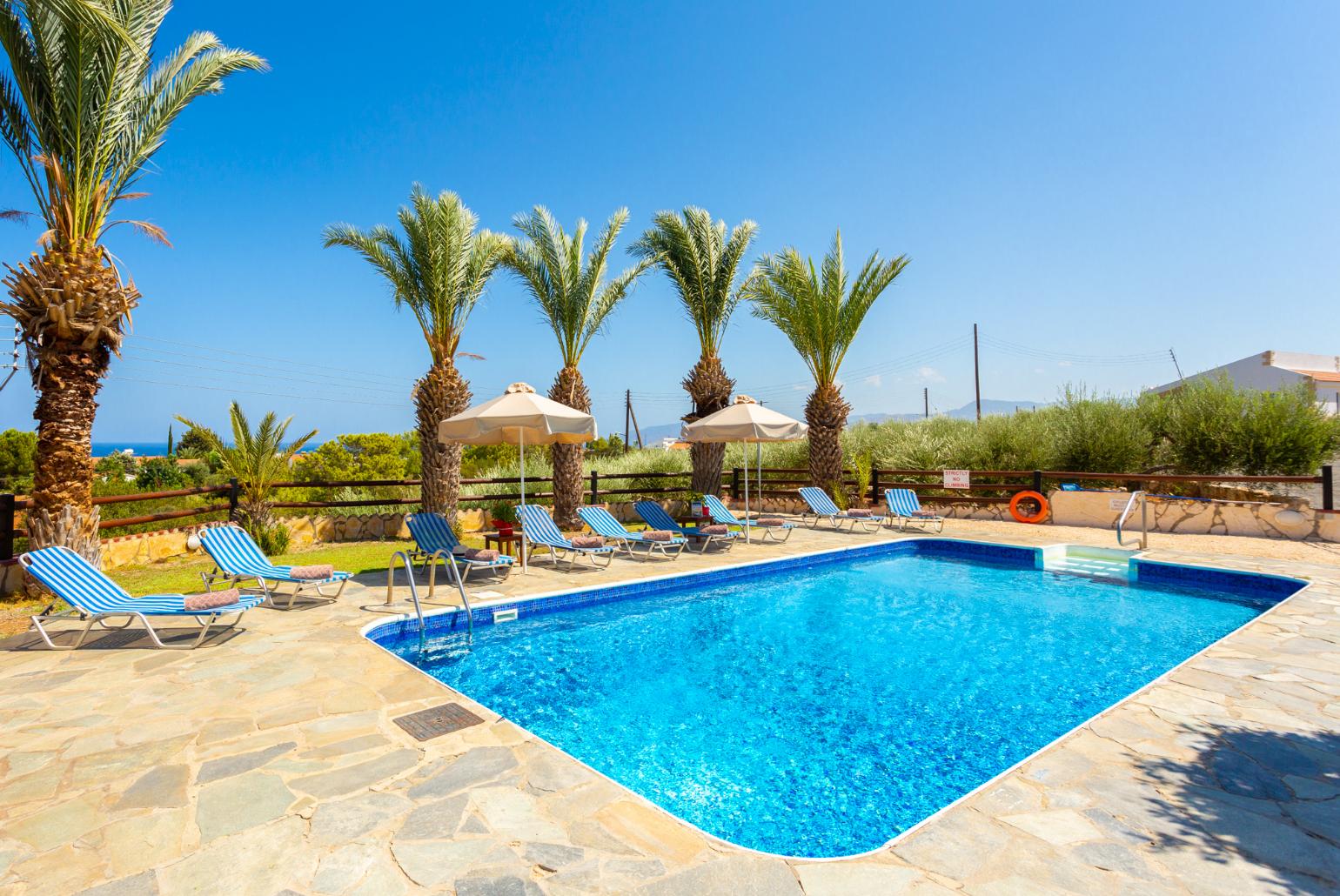 Private pool, terrace, and garden