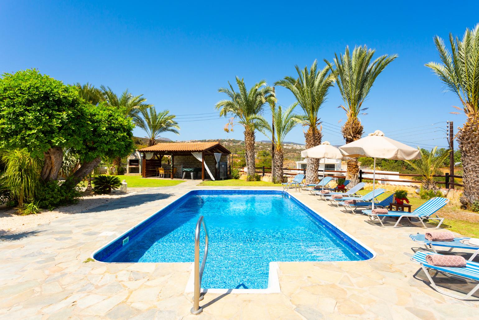 Private pool, terrace, and garden